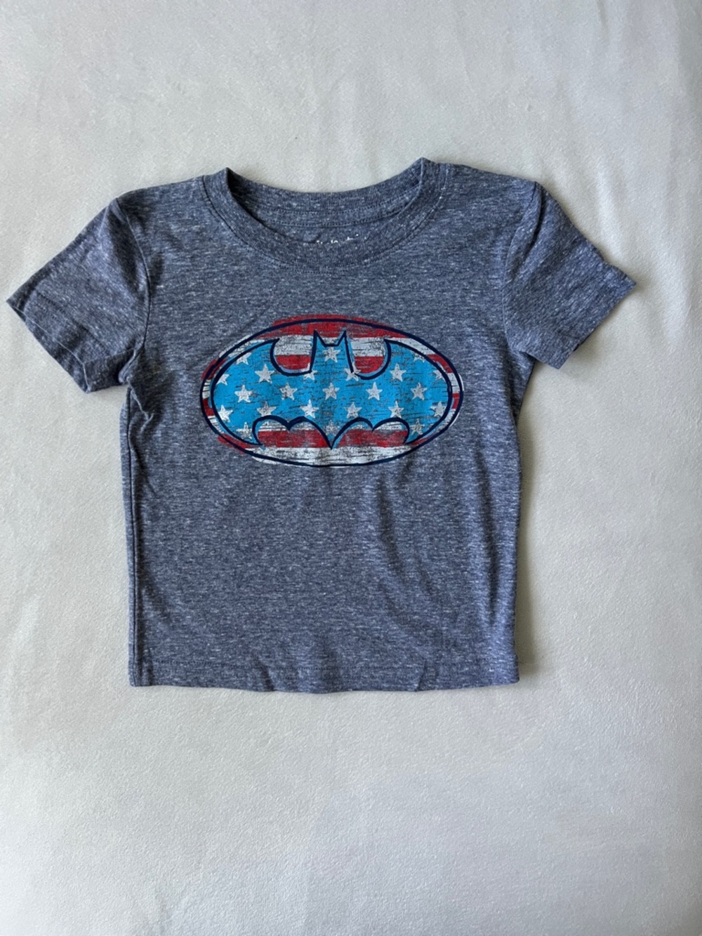 jumping beans Gray Heather Tee with Blue and white stars Batman Graphic